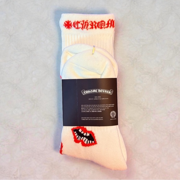 Chrome Hearts White and Red Graphic Socks - Picture 2 of 2
